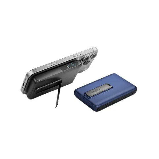 Energea Magpac Ultra Qi2 Magsafe Compatible Power Bank With Built-in Cable and Stand PD 35W 10000mAh - Indigo Blue